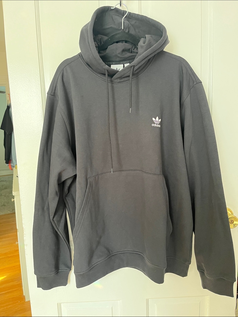 adidas Black Men’s Pullover Hoodie with Trefoil Logo